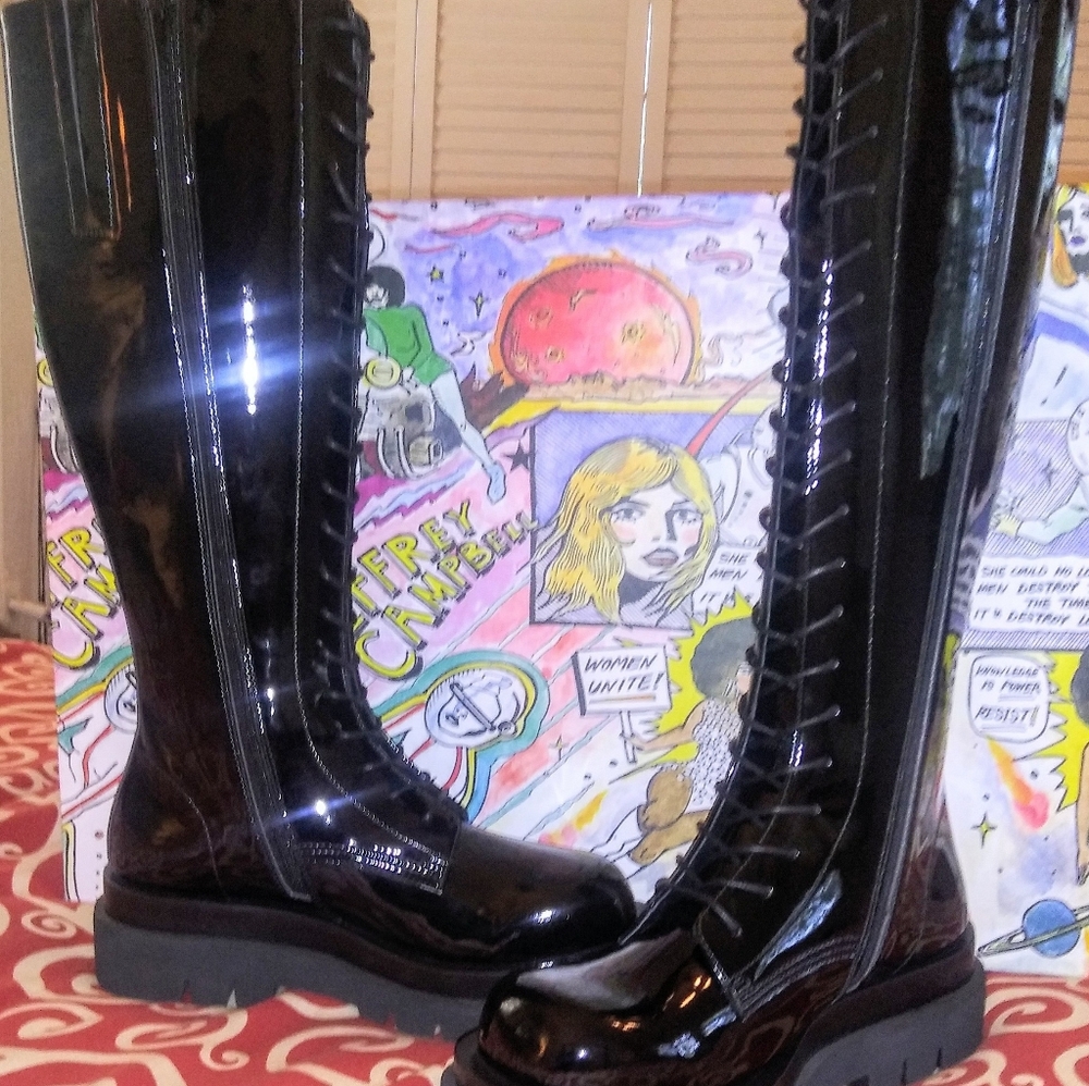 Jeffrey Campbell Patent Leather Combat Boots